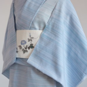 手染め 浴衣・夏着物「小暑　しょうしょ」「シケ染め」水色 オーダーメイド 引き染め