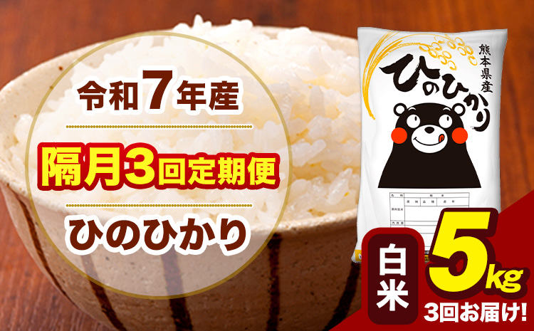 令和7年産 白米 【隔月3回定期便】 ひのひかり 5kg《お申込み翌月から出荷》熊本県 大津町 国産 熊本県産 ヒノヒカリ こめ お米
