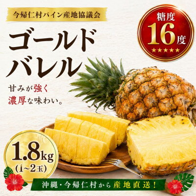 【ふるさと納税】【2026年6月下旬から順次発送】今帰仁村パイン産地協議会 ゴールドバレル1.8kg(1～2玉)【配送不可地域：離島】【1734539】