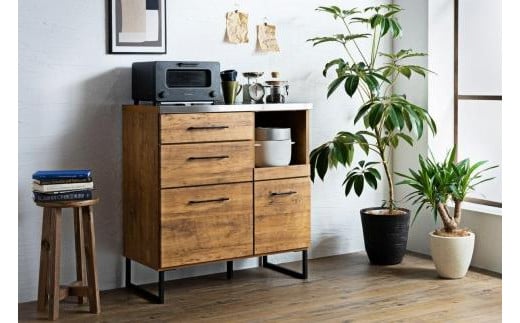 
            ブルックリンスタイルのステンレス天板キッチンカウンター 85cm幅
          