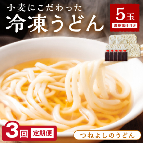 京丹後つねよしの冷凍うどん 5玉入り（5食分） 濃縮出汁付き　定期便（月1回×3ヶ月）【うどん 冷凍うどん もちもち 簡単調理 鍋 かんたん 個包装 麺 5食 定期便 出汁 ダシ だし付き】