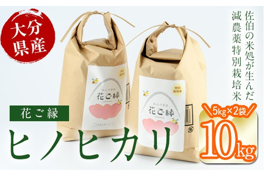 ＜先行予約受付中！2026年11月より発送開始予定＞【令和8年産】減農薬特別栽培米 はなご縁 (計10kg・5kg×2袋) 米 ひのひかり ヒノヒカリ 精米 白米 大分県産 数量限定 大分県 佐伯市【HD171】【さいき本舗 城下堂】