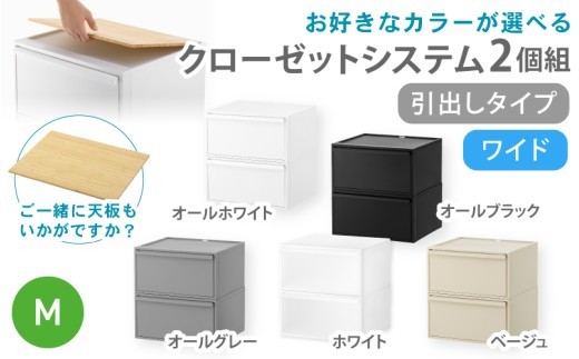 
                  クローゼットシステム ワイド引出し（M）2個組 CS-WD2 2P  (5色からお好きなカラーが選べる)  ／ ホワイト オール ホワイト オールブラック オールグレー ベージュ  クローゼット 収納 組み合わせ 引出し ライクイット like-it 奈良県 葛城市【like025-oya】
                