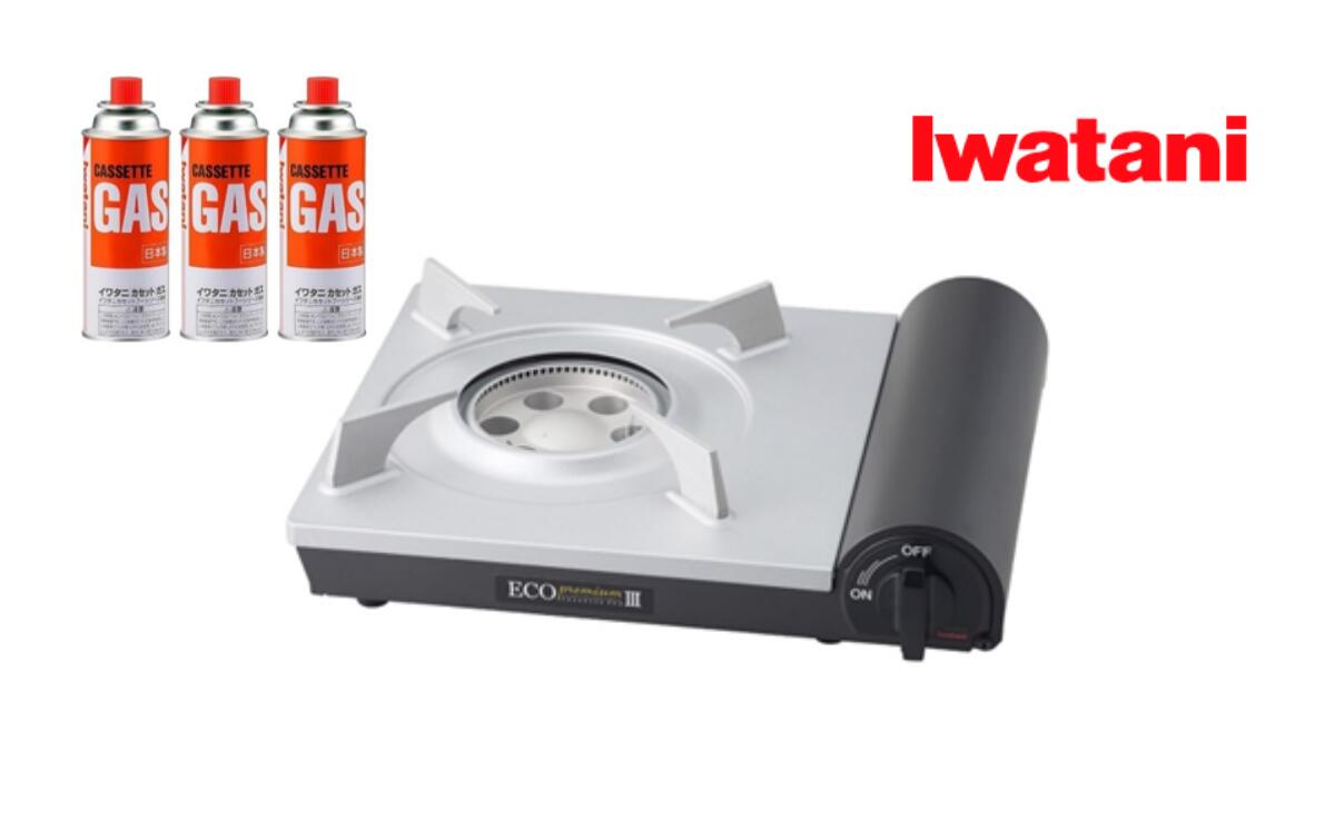 【ふるさと納税】イワタニ カセットフー エコプレミアム CB-EPR-III-Bブラック+カセットガス3P【11100-1959】スポーツ　アウトドア　電化製品　キッチン家電　雑貨　日用品　防災グッズ
