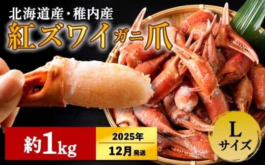 【2025年12月中旬発送】稚内産 紅ズワイガニ ハサミ 爪 Lサイズ【約 1kg】解凍するだけの手間いらず