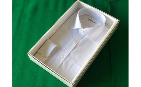 【生地：ノーアイロン】オーダーワイシャツ-川西町産貝ボタン使用-高瀬貝