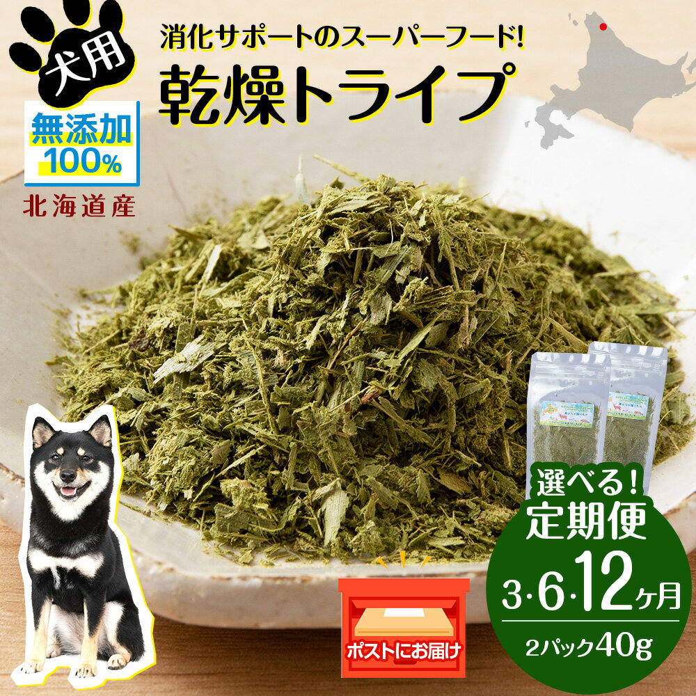 【ふるさと納税】 【定期便】犬 おやつ 鹿肉 無添加 国産 乾燥グリーントライプ 40g (20g×2) 選べる定期便3回～12回 ペット 餌 エサ 浜頓別 北海道犬用 ペットフード ドッグフード 北海道ふるさと納税 ふるさと納税 北海道 浜頓別 通販 贈答品 贈り物
