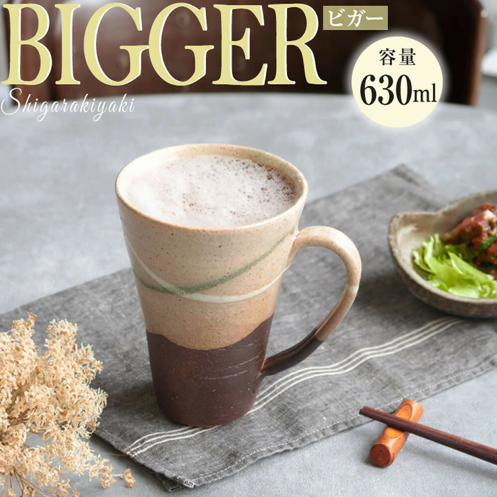 【ふるさと納税】信楽焼 ビアジョッキ ソリ型マグカップ 630ml（やまあい）