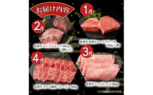 X8x1 佐賀牛 毎月プレミアム定期便 12回コース 定期便 12ヶ月 ロースステーキ ローストビーフ しゃぶしゃぶ カルビ焼肉 ロース ハンバーグ モモブロック 赤身 モモ ロースブロック すき焼き