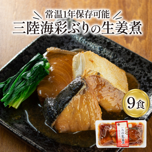 ぶり 生姜煮 130g×9個 鰤 海鮮 魚貝類 魚介類 魚 生姜 しょうが 惣菜 惣菜レトルト 常備食 常温保存 電子レンジ 簡単調理 手軽 岩手県 大船渡市