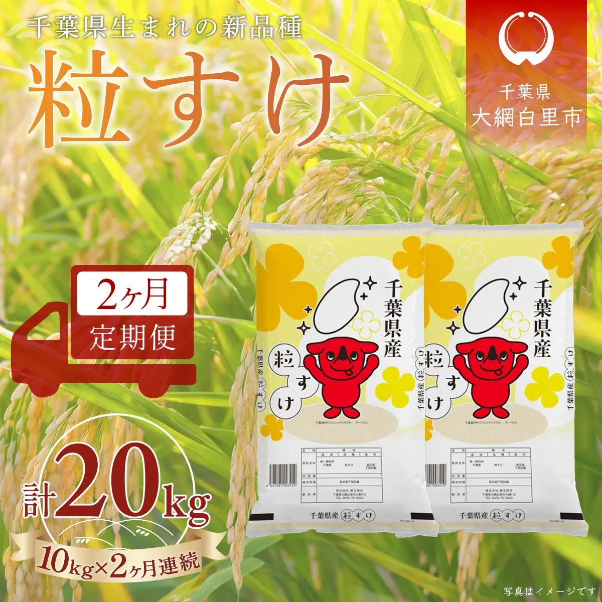 ＜2か月定期便＞ 千葉県産「粒すけ」精米 10kg×2か月連続 計20kg A086