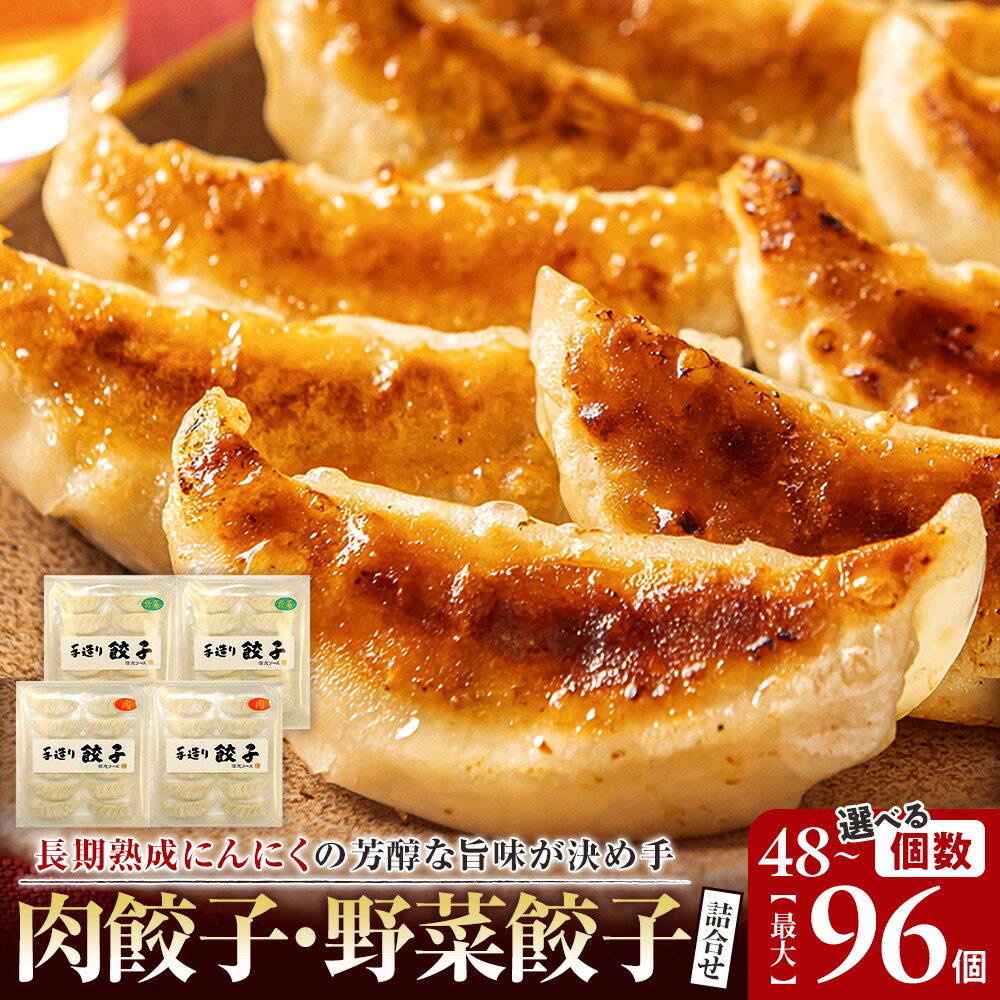 【ふるさと納税】【内容量選択可】長期熟成にんにくの芳醇な旨味が決め手 肉餃子・野菜餃子詰合せ　48個～96個 | 餃子 肉 野菜 セット ニンニク おいしい 送料無料 東京 八王子