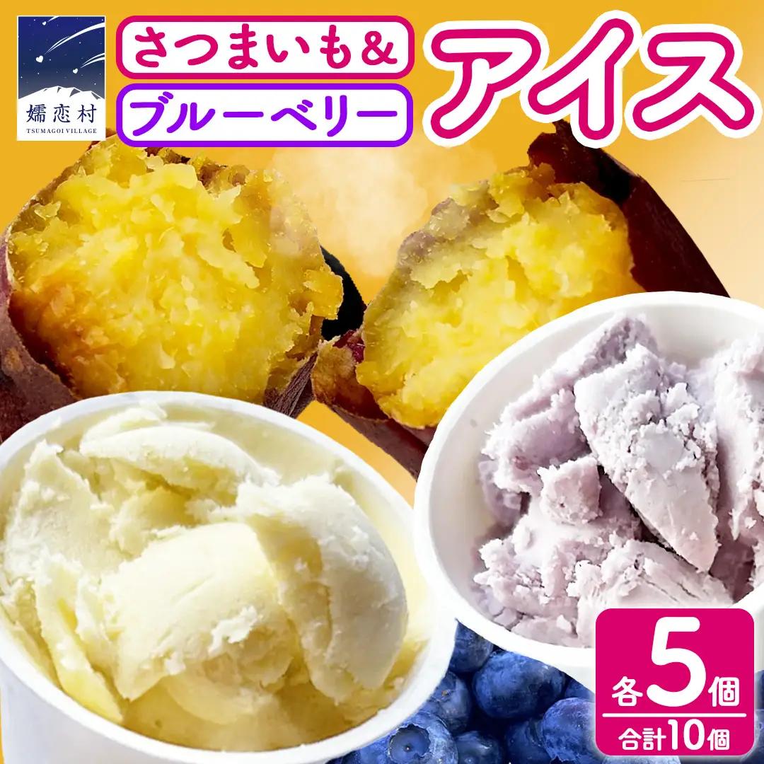 嬬恋村 の 農園 アイス 食べ比べセット 10個入（ さつまいも ・ ブルーベリー 各5個 ） [AT023tu]