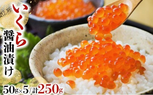 
                  いくら醤油漬け 250g（50g×5） いくら 海鮮 北海道 イクラ 冷凍 醤油漬け 海産物
                
