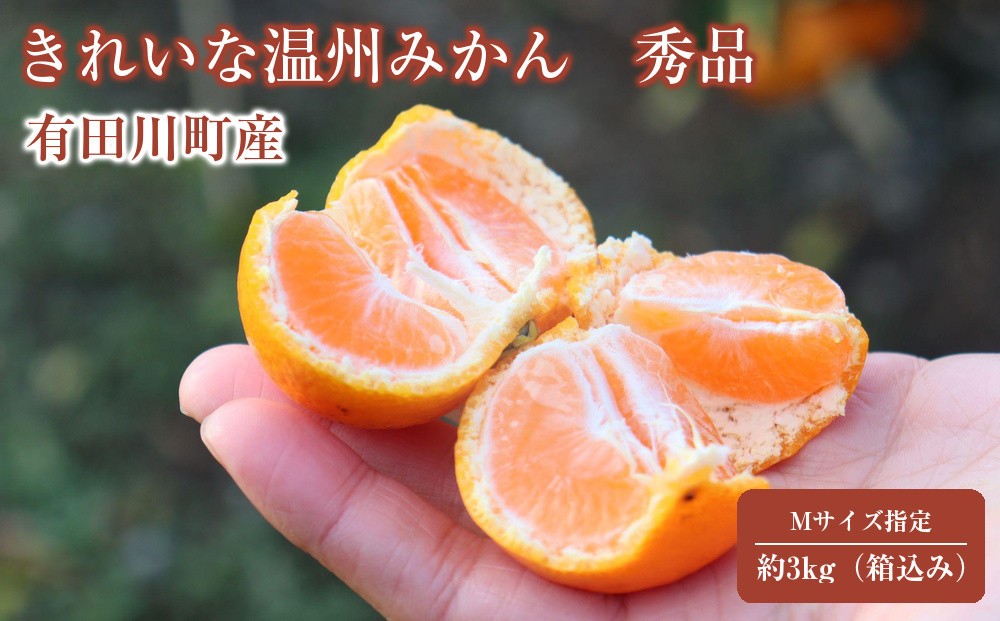 
                  12/25までにご入金確認分は年内発送確定！きれいな温州みかん 寄贈用にお勧め 箱込み 3kg (M サイズ指定)　秀品
                
