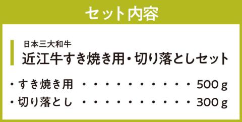 近江牛すき焼き用500ｇ・切り落とし300ｇセット（計800ｇ） 3～6人前　C-B07　有限会社　常松商店