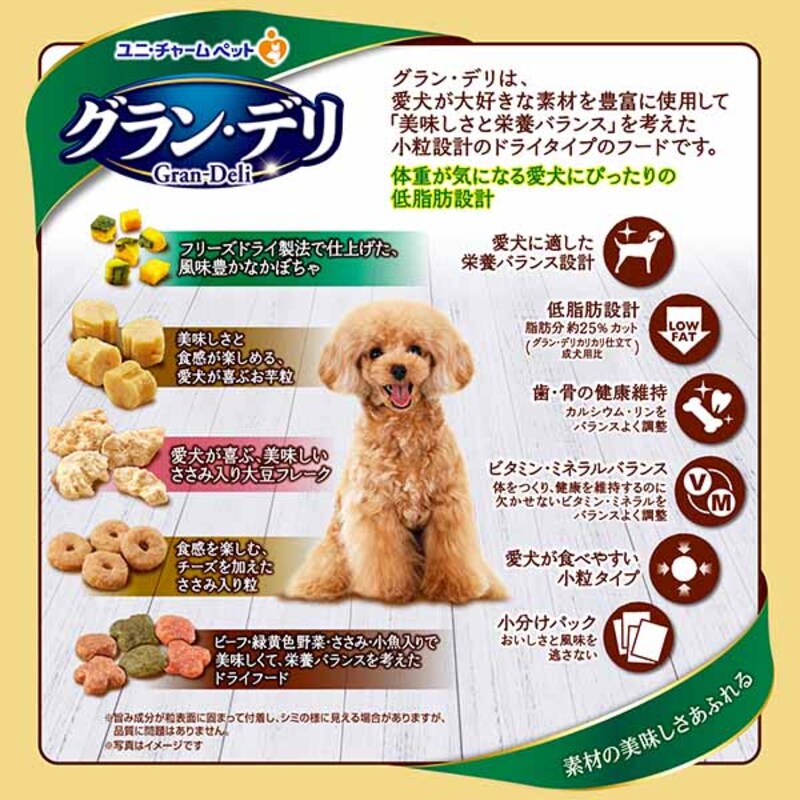 グラン・デリ カリカリ仕立て 成犬用 低脂肪 彩り野菜入りセレクト～脂肪分約25％カット～ 1.6kg×4袋 ペットフード ドッグフード 犬のごはん 犬用フード 犬 ペット ドライ ユニ・チャーム ペ