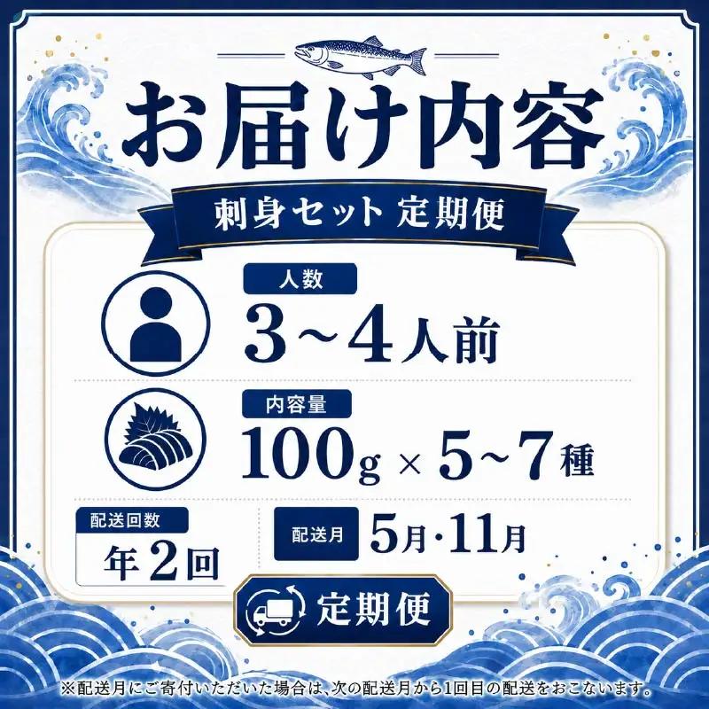 刺身セット 3～4人前 × 年2回定期便 刺身【AK】