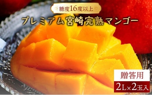 
            【やました農園】＜先行予約＞【選べる容量】糖度16度以上のプレミアム宮崎完熟マンゴー(2L×2玉入・贈答用) ＜ギフト用＞ AE-BC1 
          