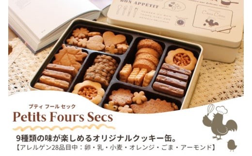 
                  【数量限定】プティフールセック パティスリーシュシュオリジナルクッキー缶 焼菓子９種類【クッキー 焼き菓子 焼菓子 クッキー缶 着色料不使用 発酵バター 奥久慈卵 水戸市 水戸 茨城県】（IG-1）
                