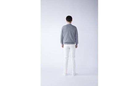 日本製 カシミヤ100% Vネック ライトグレー Sサイズ [2516]