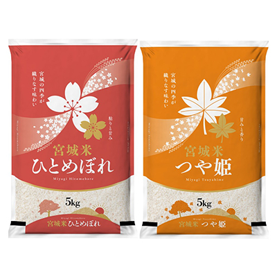 令和7年産　宮城県登米市産　食べ比べセット10kg(ひとめぼれ・つや姫 精米 各5kg)【1261122】