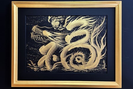 現代水墨画家 絵師白道 作「一筆金福龍」｜絵画 アート インテリア 手描き [0624]