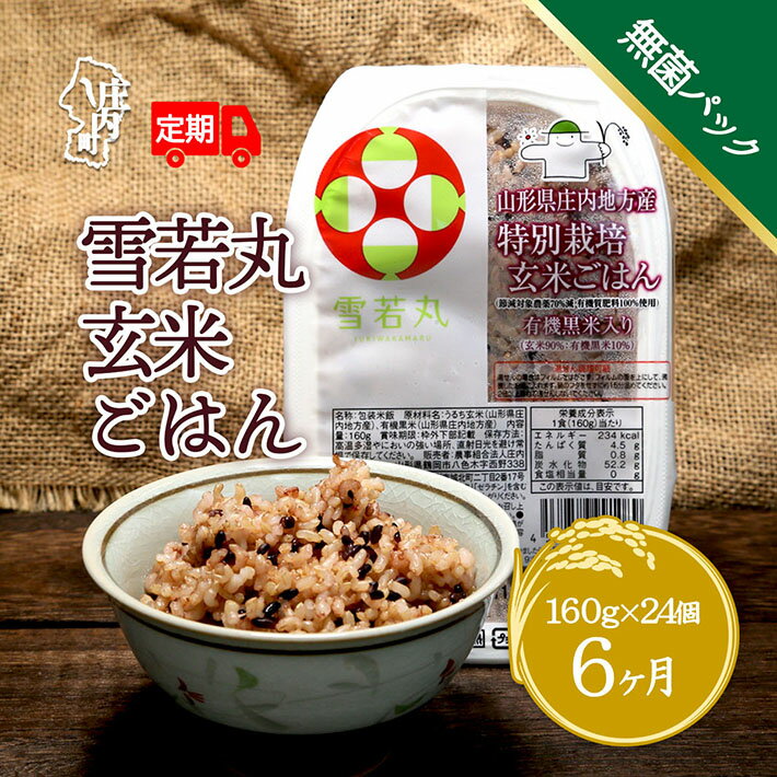 【ふるさと納税】＜毎月中旬発送＞6か月定期便！雪若丸 玄米パックごはん 24個 選べる配送開始月 ふるさと納税 米 山形県 パック ライス 山形 保存食