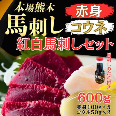 ふるさと納税 和水町 本場熊本の鮮馬刺し 国産 馬肉 熊本 肥育 赤身 コウネ 馬刺 醤油付き 小分け 600g(和水町)
