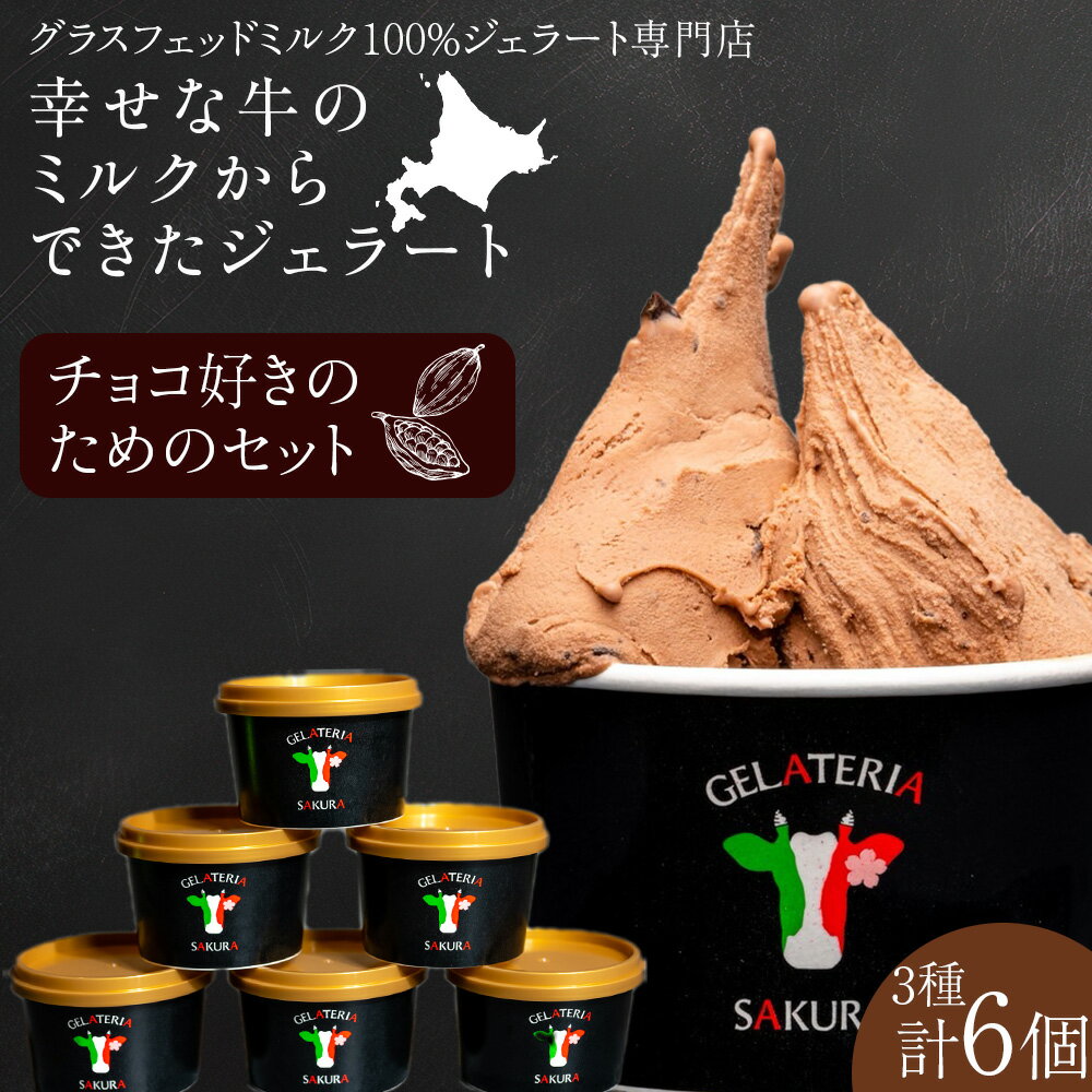 【ふるさと納税】幸せな牛のミルクからできたジェラート チョコ好き6個セット ＜（株）SAKURA STYLE＞