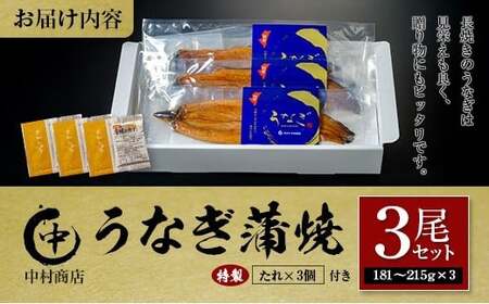◆中村商店　うなぎ蒲焼3尾セット