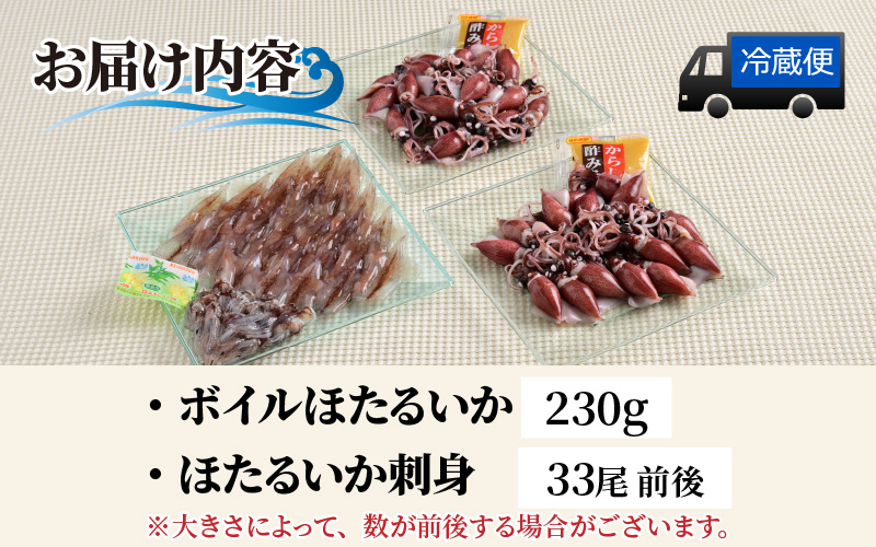 【先行予約】ほたるいか ボイル＆刺身セット 鶴瓶の家族に乾杯で放送5.13【(株)川村水産】※発送前に在宅確認の電話連絡をいたします！　※25年3月中旬以降順次発送予定