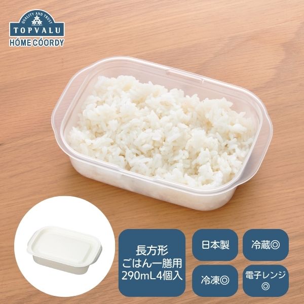 【ふるさと納税】ホームコーディ フタをしたままレンジ保存容器 長方形 ごはん一膳用 290ml 4個入×5