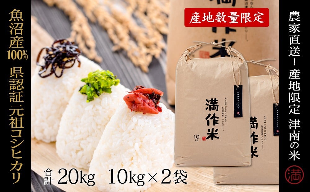 
            【2025年産新米】【県認証】元祖魚沼産従来コシヒカリ 20kg(10kg×2袋)
          