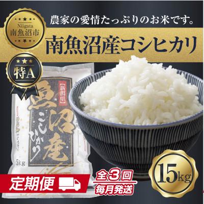 ふるさと納税 南魚沼市 【毎月定期便】南魚沼産 コシヒカリ 精米 15kg(美味しい炊き方ガイド付)全3回