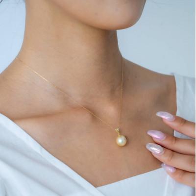 ふるさと納税 神戸市 【星影】ゴールデンパール(南洋真珠) ダイヤモンド K18 イエローゴールド ペンダントトップ |  | 03