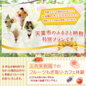 王将果樹園 & カフェ 体験 プラン チケット くだもの狩り 山形県 天童市 08-03-070