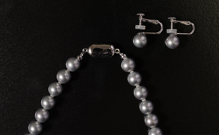 島珠 ネックレス イヤリング 7mm セット グレー パール 貝パール アクセサリー ジュエリー 装飾品 淡路島 洲本市