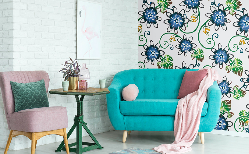 紅型壁紙 2m AERAS アエラス | 紅琉 BINRYU アラヤプランニング株式会社 | 沖縄 伝統工芸 びんがた 紅型 | 防炎 抗菌 壁紙 | テキスタイル インテリア モダン ナチュラル |