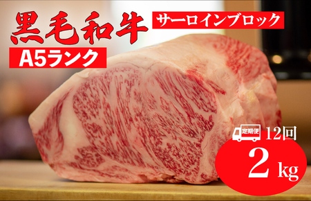 【全12回定期便】黒毛和牛 A5ランク サーロインブロック 2kg 冷蔵 国産牛 ステーキ ブロック肉 BBQ