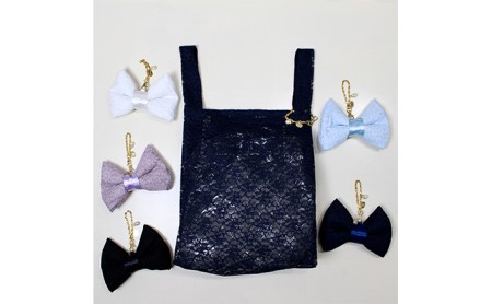 〈Chaleur シャルール〉Ribbon marcheレース【M】サイズ ファッション かばん トートバッグ 手提げ  M ラベンダー