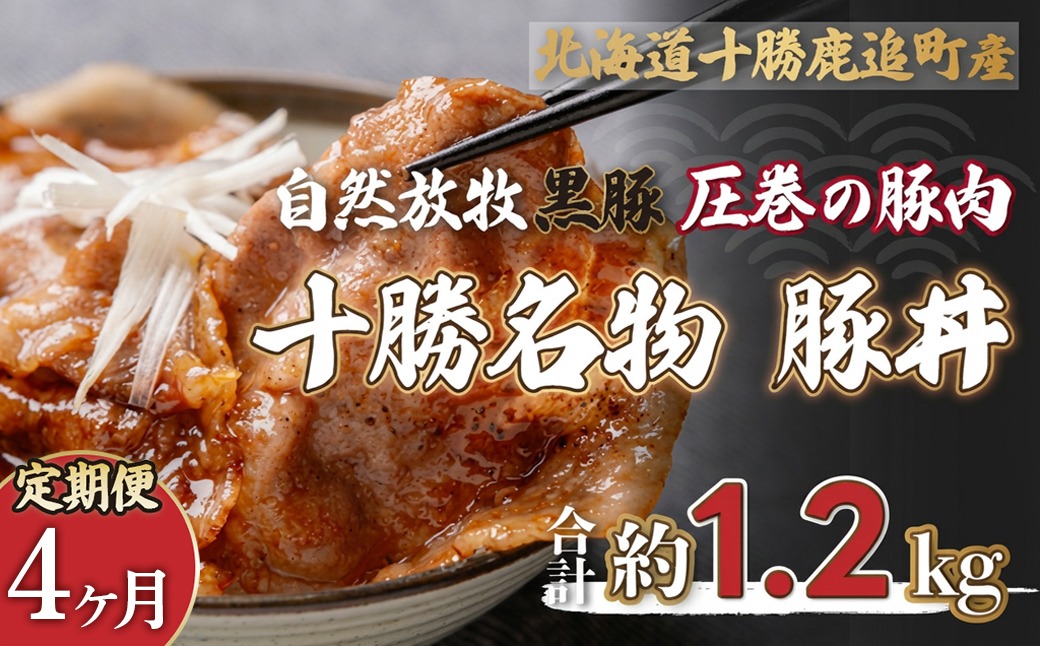 【定期4ヶ月】鹿追産 自然放牧黒豚 圧巻の豚肉 十勝名物 豚丼 SKN064