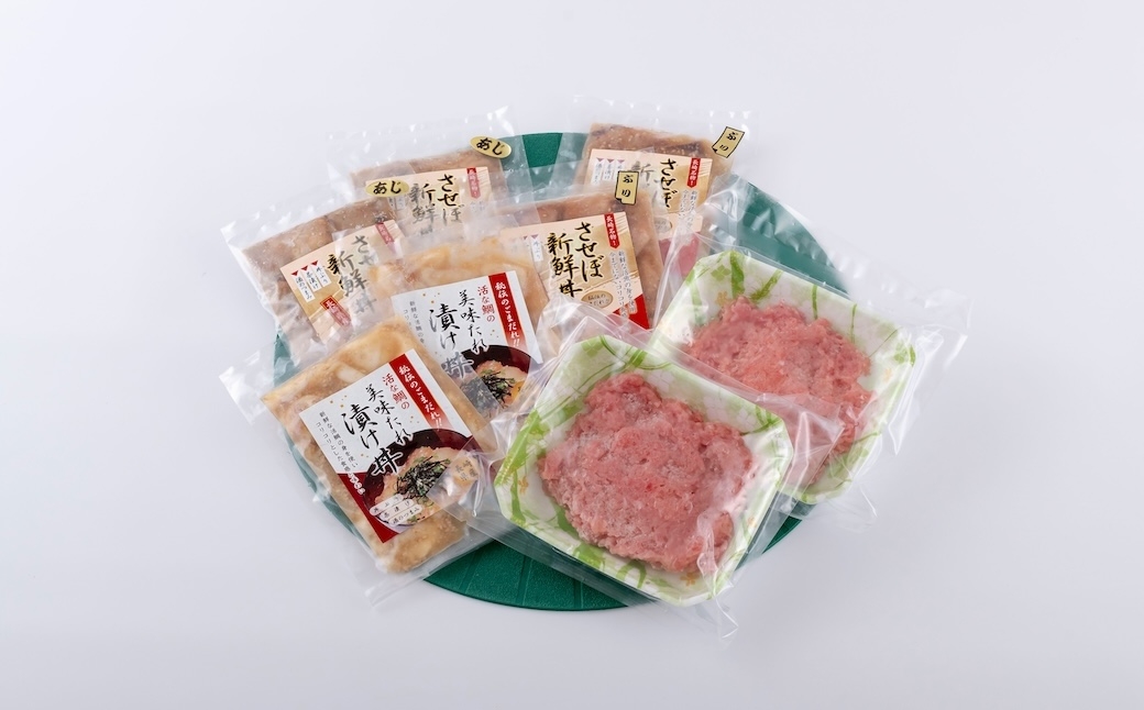
                  本場 海鮮丼 鯛 ブリ アジ ネギトロ 食べ比べ セット 8パック （ 4種 ×2 ） 産地直送  冷凍 小分け タイ 鰤 鯵 マグロ 鮪 長崎県 佐世保市
                
