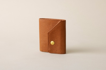 FACE-C（革のカシミヤ 郡上市産明宝鹿革三つ折り財布）ブラウン