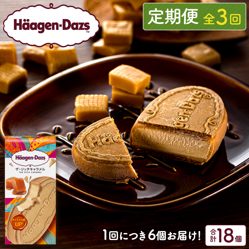 ＜全3回定期便・連続＞ハーゲンダッツ『クリスピーサンドセット（ザ・リッチキャラメル味）計18個』アイスクリーム アイス スイーツ デザート_H0016-162