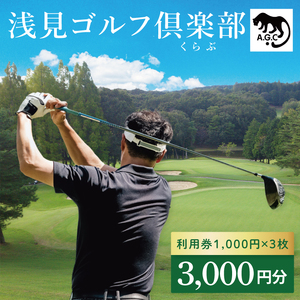 浅見ゴルフ倶楽部 利用券 3,000円分【名匠 浅見緑蔵設計 ゴルフ チケット  体験 券  トーナメントコース クラブハウス 茨城県 水戸市 】(OA-1)