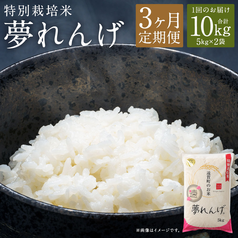 【ふるさと納税】【3ヶ月定期便】特別栽培米 夢れんげ 10kg 5kg×2袋 3回配送 合計30kg 定期便 夢つくし 元気つくし 精米 白米 お米 米 福岡 遠賀町産 九州産 国産 送料無料