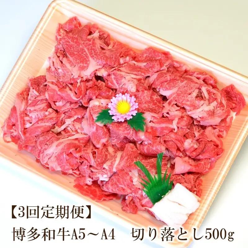 【3回定期便】博多和牛A5～A4 切り落とし500g【化粧箱入】【001-0361】