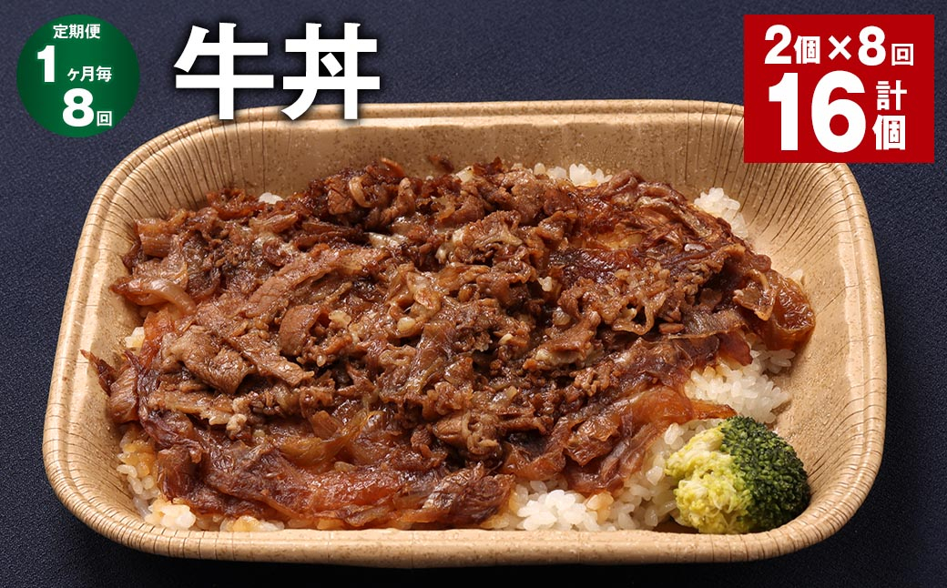 【1ヶ月毎8回定期便】 牛丼 計16個（2個×8回） 丼 牛肉 弁当 冷凍