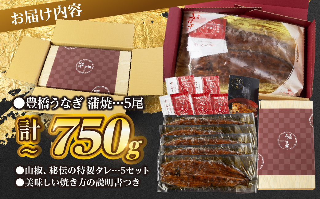 極上 豊橋うなぎ 蒲焼 5尾 ~750g 夏目商店